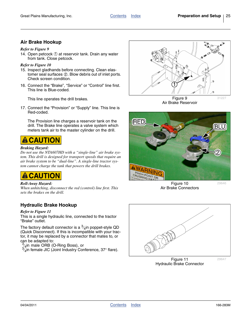 Air brake hookup, Hydraulic brake hookup, Red 2 blu | Great Plains NTA2007HD Operator Manual User Manual | Page 29 / 178