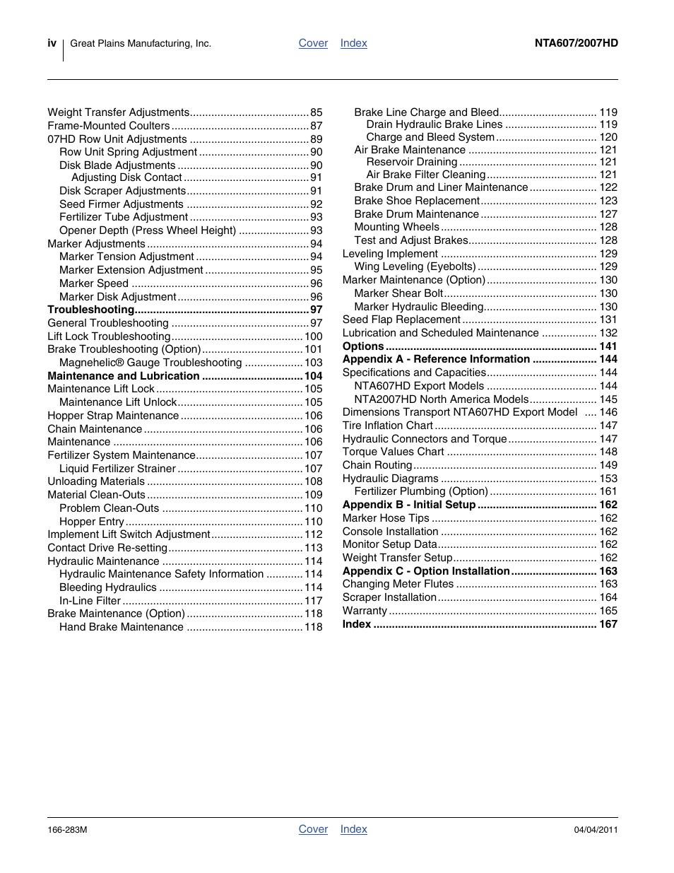 Great Plains NTA2007HD Operator Manual User Manual | Page 4 / 178