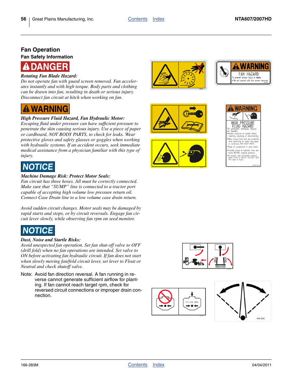 Fan operation, Fan safety information | Great Plains NTA2007HD Operator Manual User Manual | Page 60 / 178