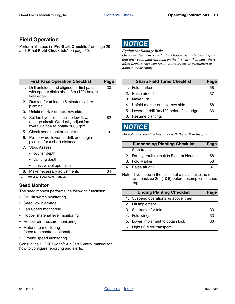Field operation | Great Plains NTA2007HD Operator Manual User Manual | Page 65 / 178