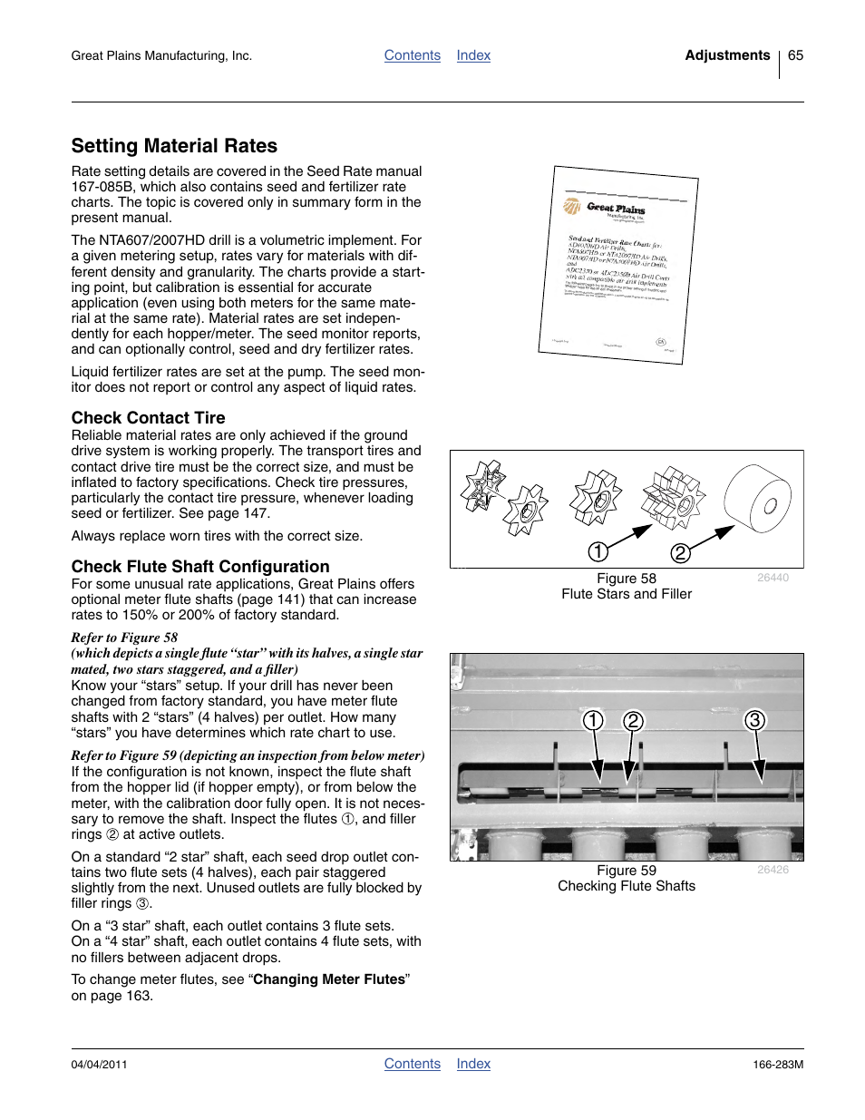 Setting material rates, Check contact tire, Check flute shaft configuration | Great Plains NTA2007HD Operator Manual User Manual | Page 69 / 178