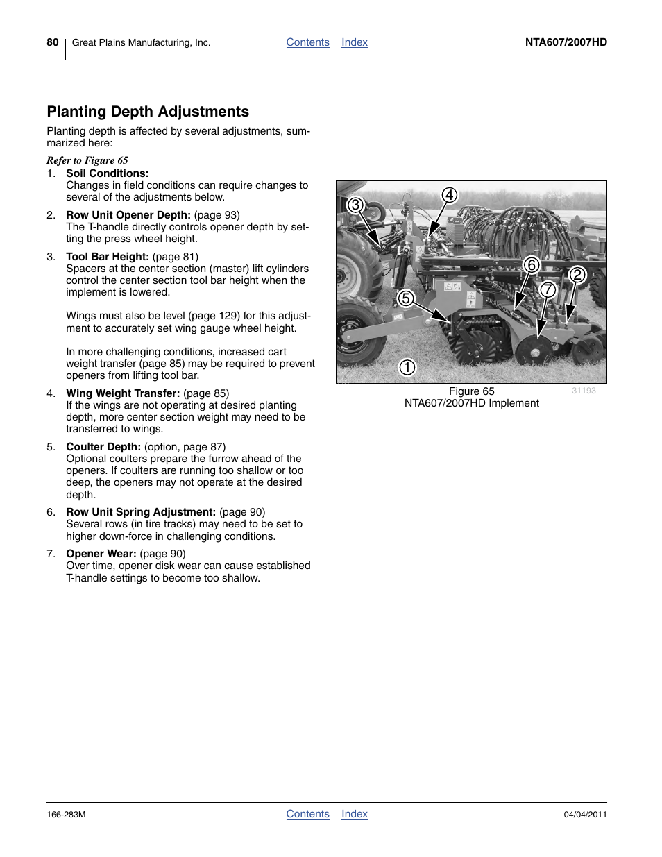 Planting depth adjustments | Great Plains NTA2007HD Operator Manual User Manual | Page 84 / 178