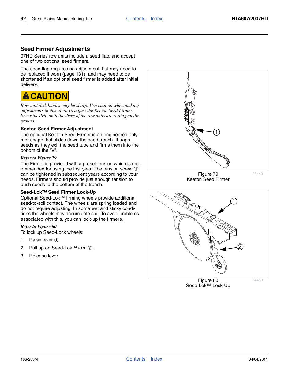 Seed firmer adjustments, Keeton seed firmer adjustment, Seed-lok™ seed firmer lock-up | Great Plains NTA2007HD Operator Manual User Manual | Page 96 / 178