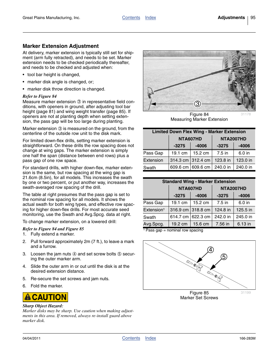 Marker extension adjustment | Great Plains NTA2007HD Operator Manual User Manual | Page 99 / 178