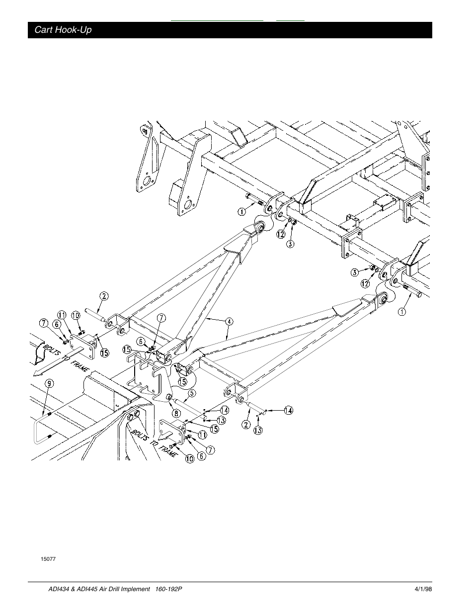 Cart hook-up -13, Table of contents index, Cart hook-up | Great Plains ADI445 Parts Manual User Manual | Page 22 / 87