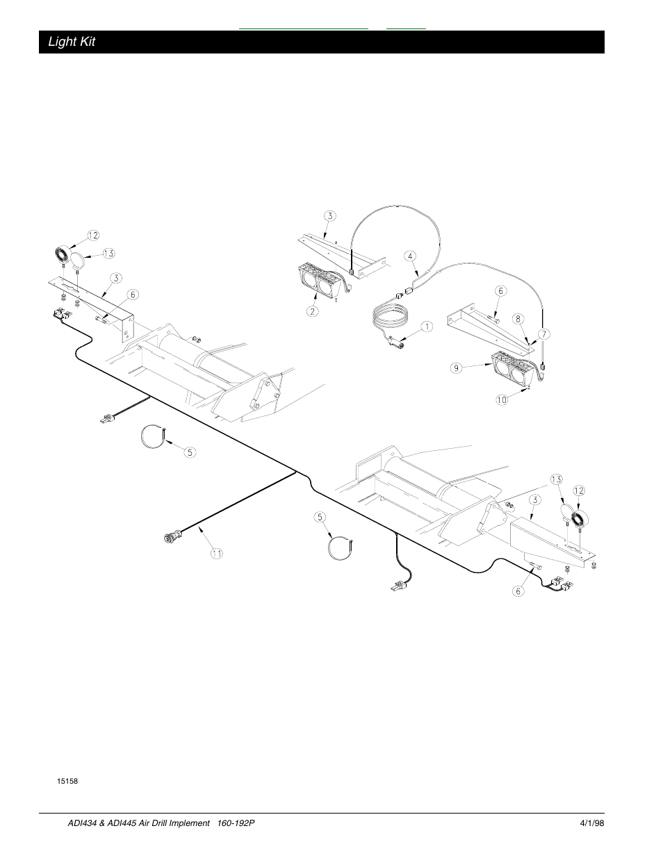 Light kit -15, Table of contents index, Light kit | Great Plains ADI445 Parts Manual User Manual | Page 24 / 87