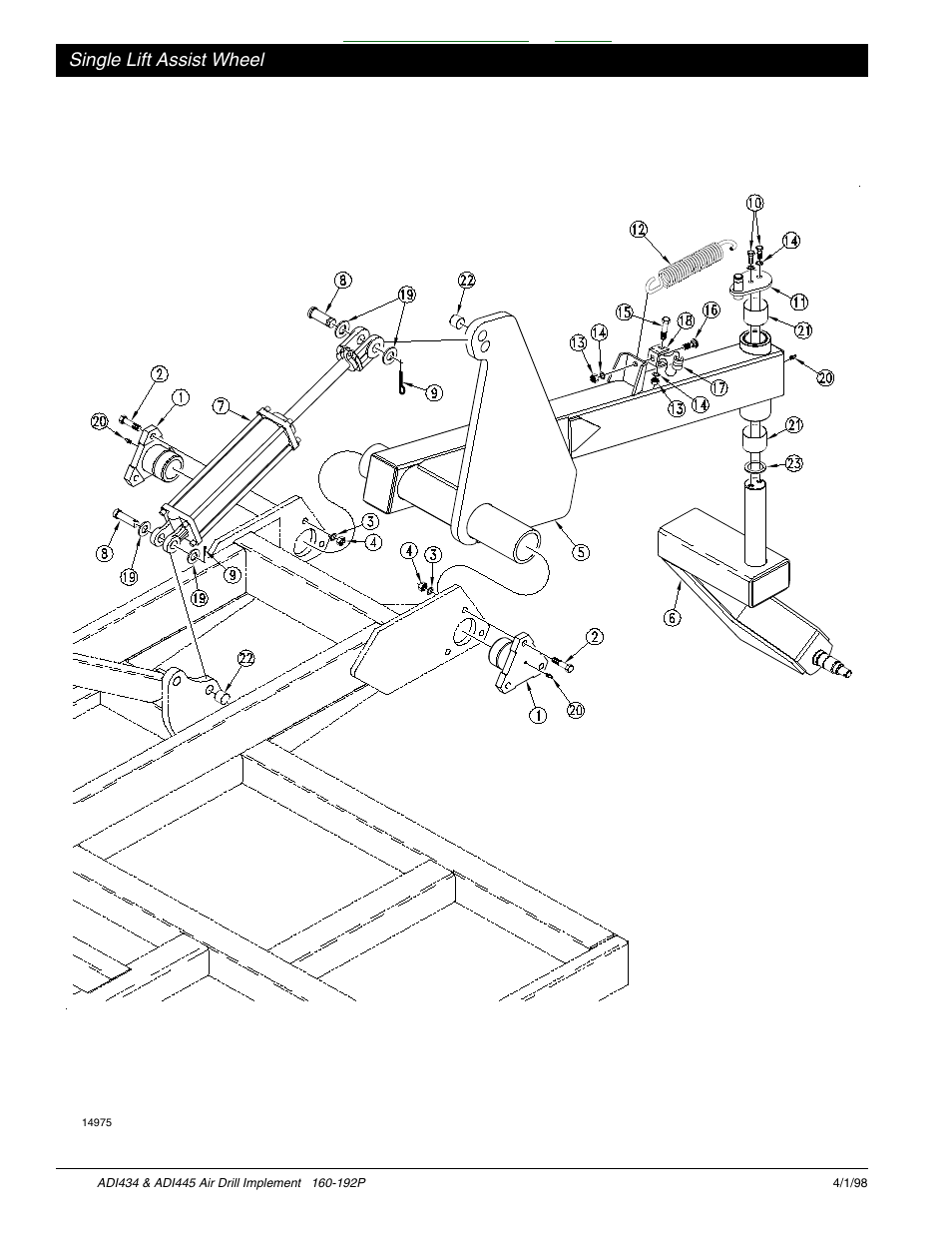 Single lift assist wheel -7, Table of contents index, Single lift assist wheel | Great Plains ADI445 Parts Manual User Manual | Page 32 / 87