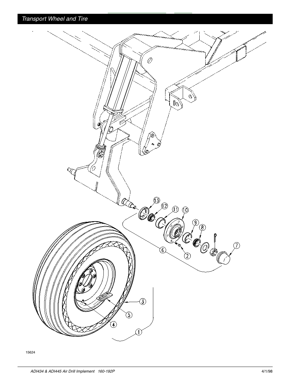 Transport wheel and tire -9, Table of contents index, Transport wheel and tire | Great Plains ADI445 Parts Manual User Manual | Page 34 / 87