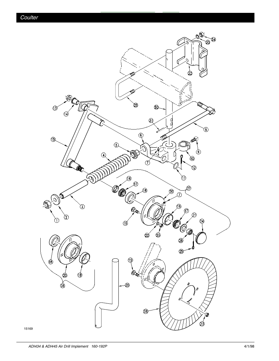 Coulter -9, Table of contents index, Coulter | Great Plains ADI445 Parts Manual User Manual | Page 44 / 87