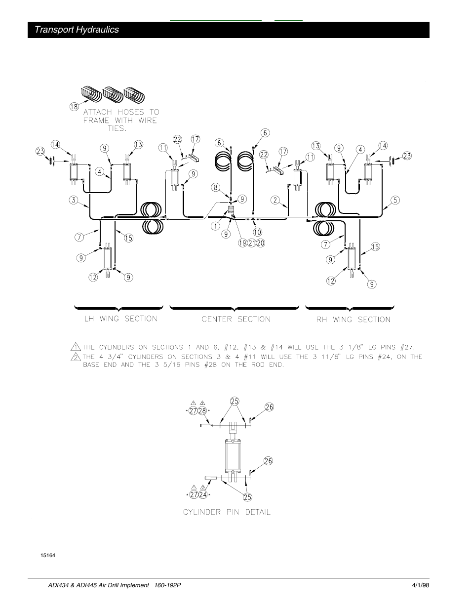 Transport hydraulics -3, Table of contents index, Transport hydraulics | Great Plains ADI445 Parts Manual User Manual | Page 66 / 87