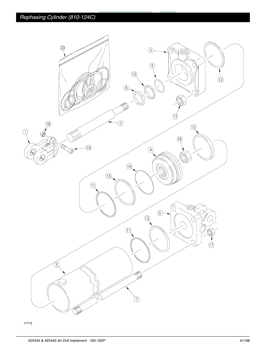 Rephasing cylinder (810-124c) -5, Table of contents index | Great Plains ADI445 Parts Manual User Manual | Page 68 / 87
