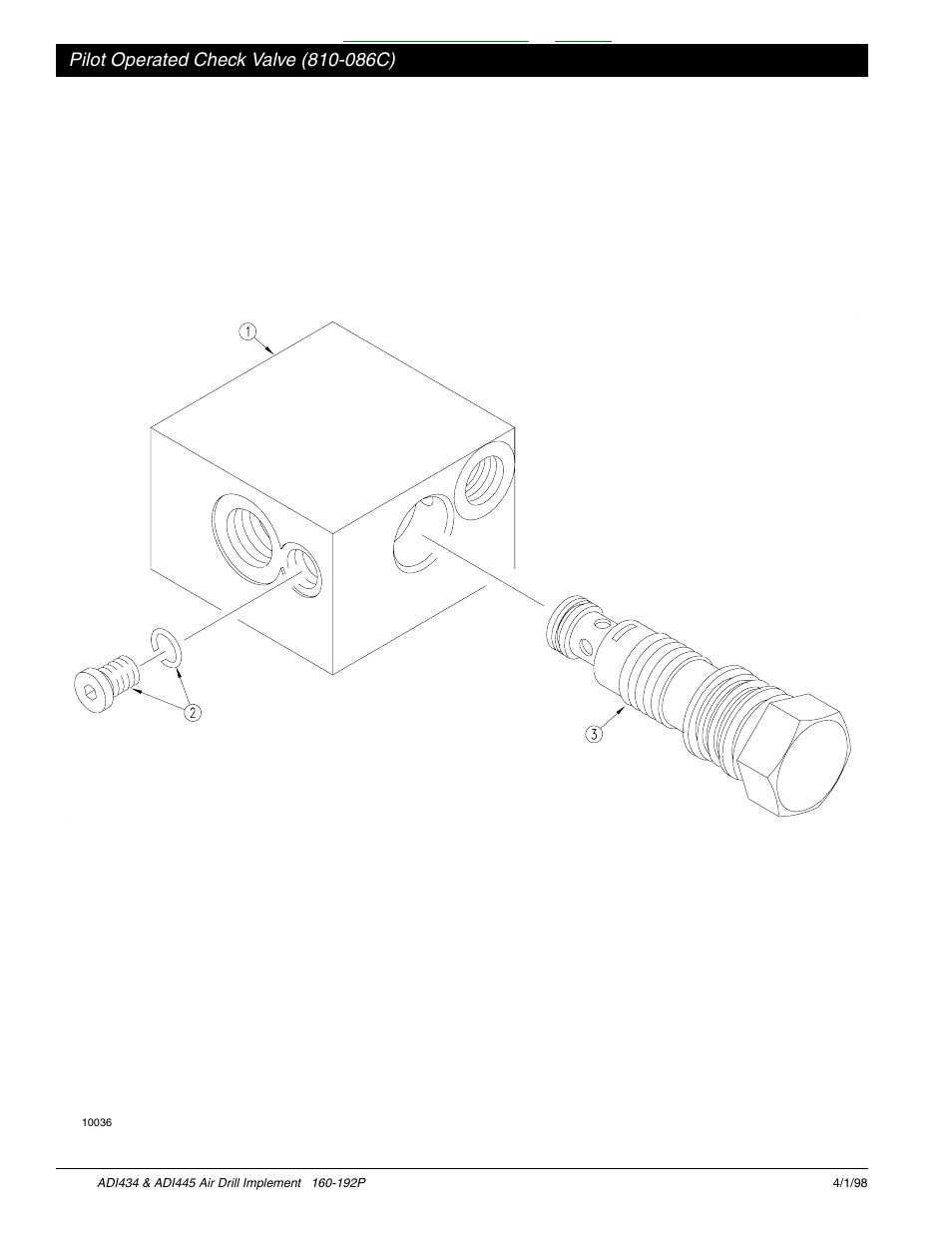 Pilot operated check valve (810-086c) -17, Table of contents index | Great Plains ADI445 Parts Manual User Manual | Page 80 / 87
