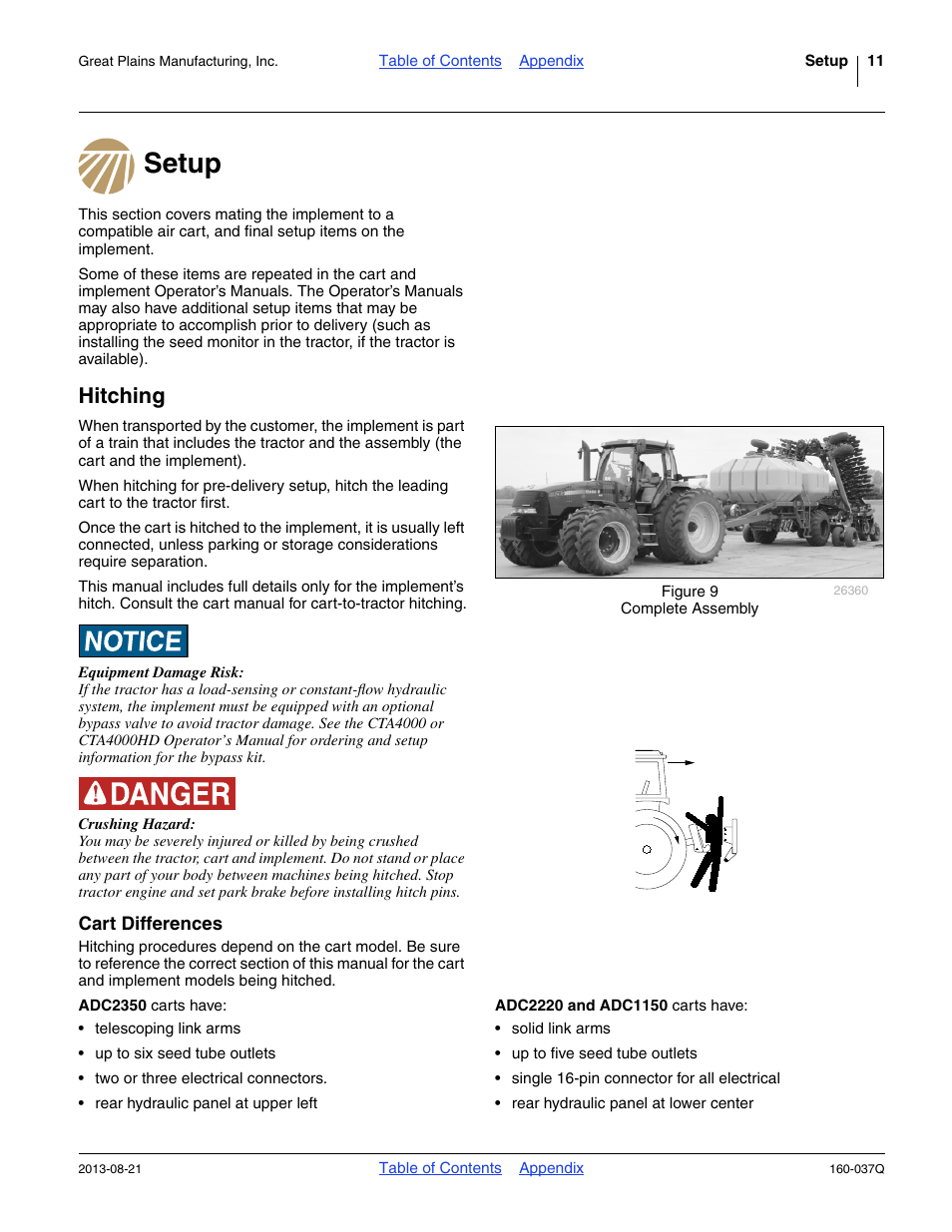 Setup, Hitching, Cart differences | Setup hitching | Great Plains CTA4000 Predelivery Manual User Manual | Page 15 / 38