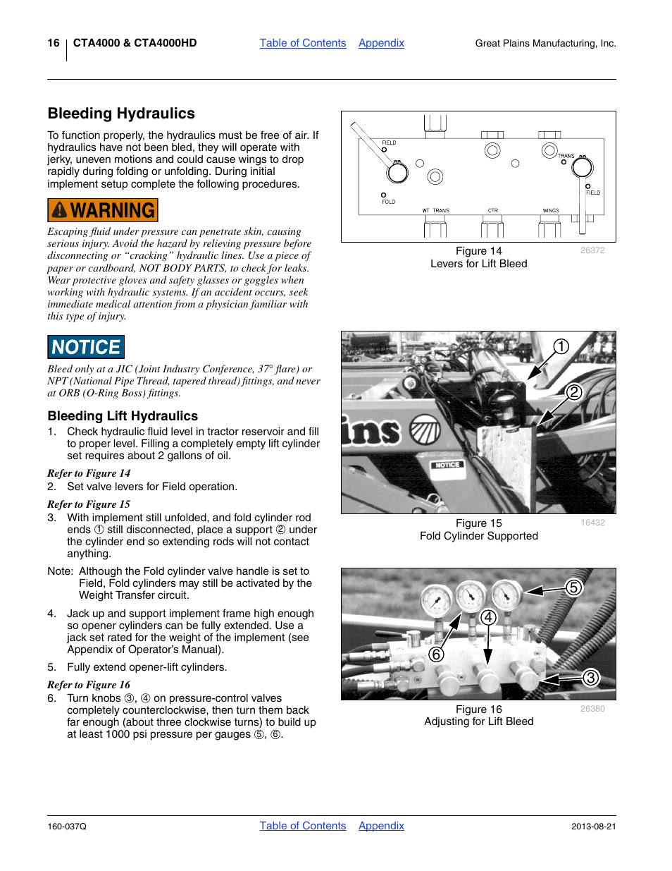 Bleeding hydraulics, Bleeding lift hydraulics | Great Plains CTA4000 Predelivery Manual User Manual | Page 20 / 38