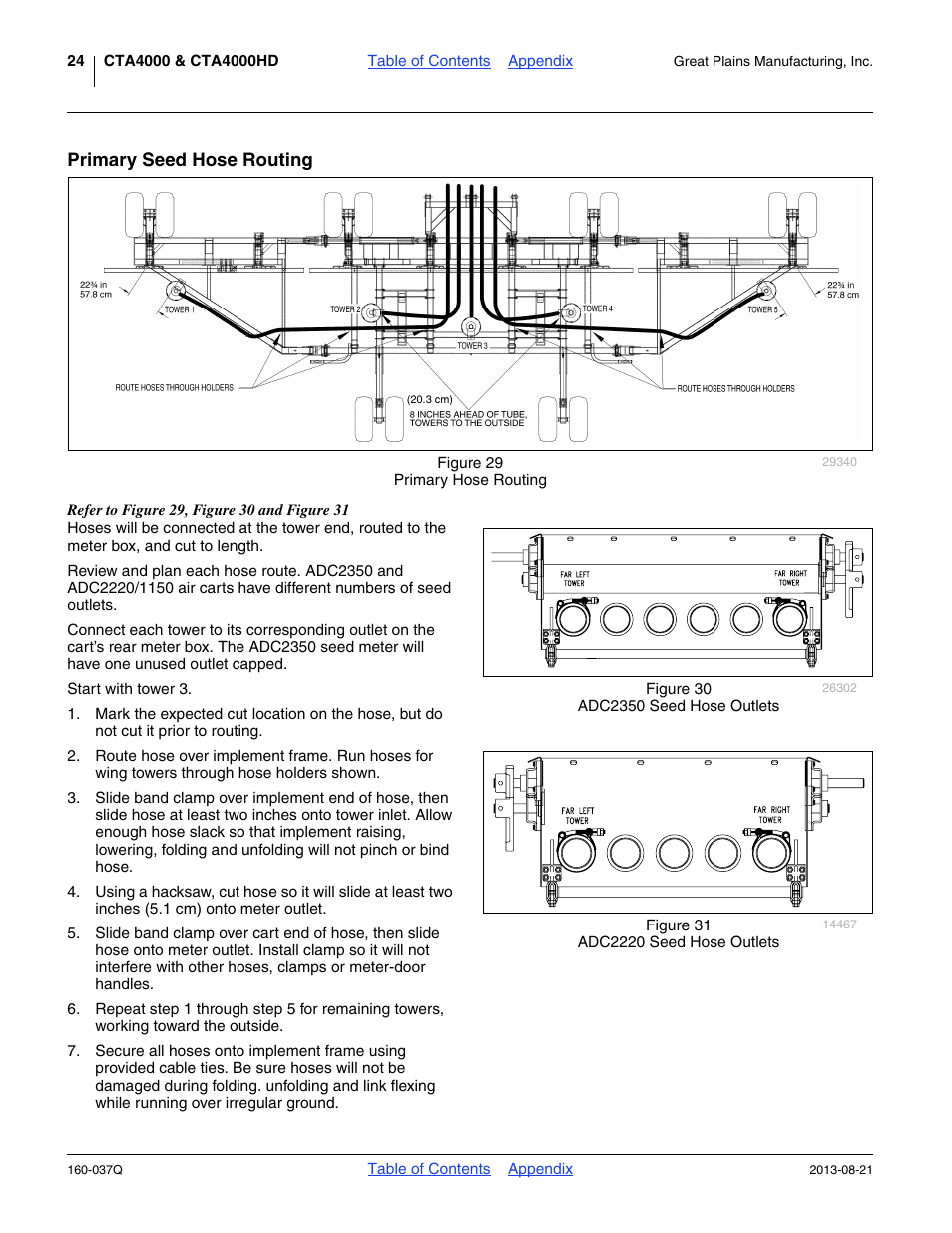 Primary seed hose routing | Great Plains CTA4000 Predelivery Manual User Manual | Page 28 / 38