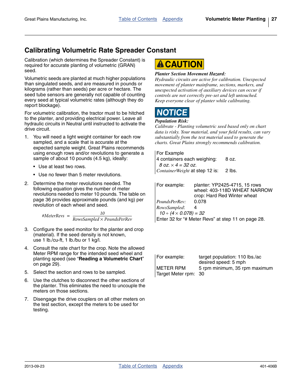 Calibrating volumetric rate spreader constant | Great Plains YP2425F-2470 Material Rate User Manual | Page 29 / 50