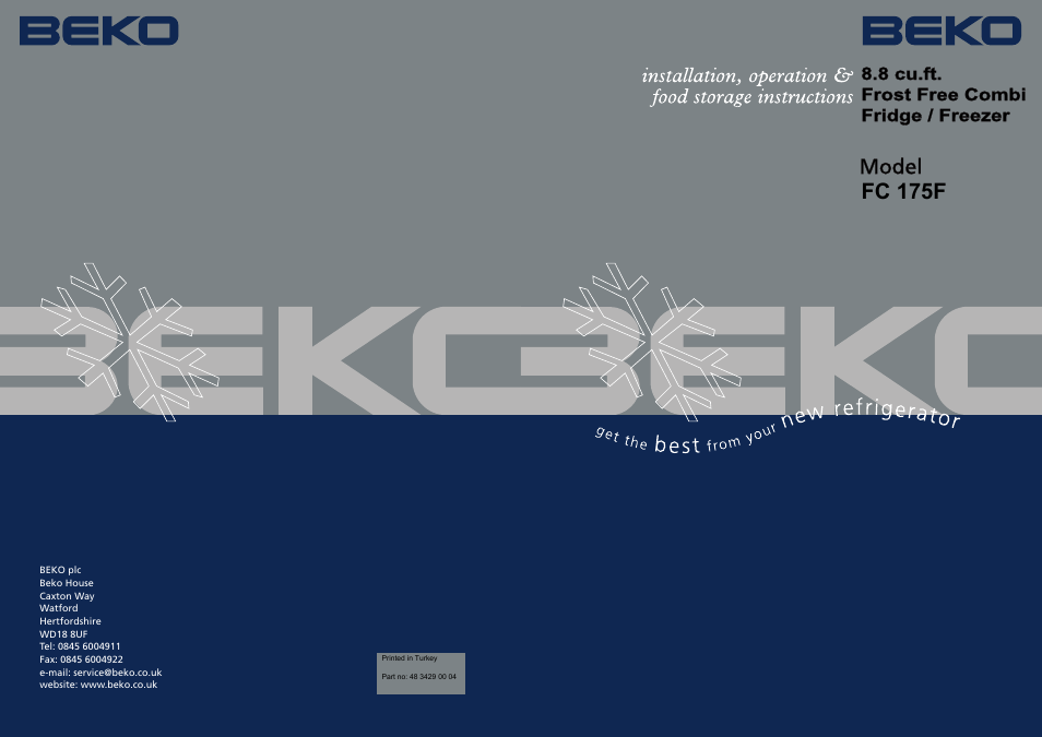 Beko FC 175F User Manual | 11 pages