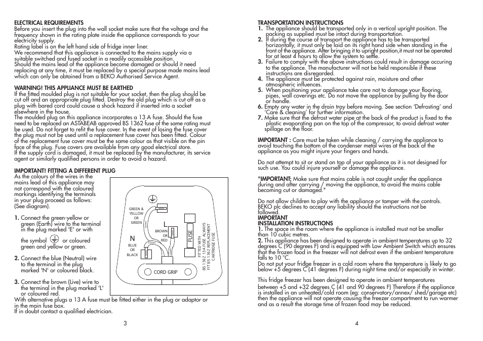 Beko FC 175F User Manual | Page 3 / 11