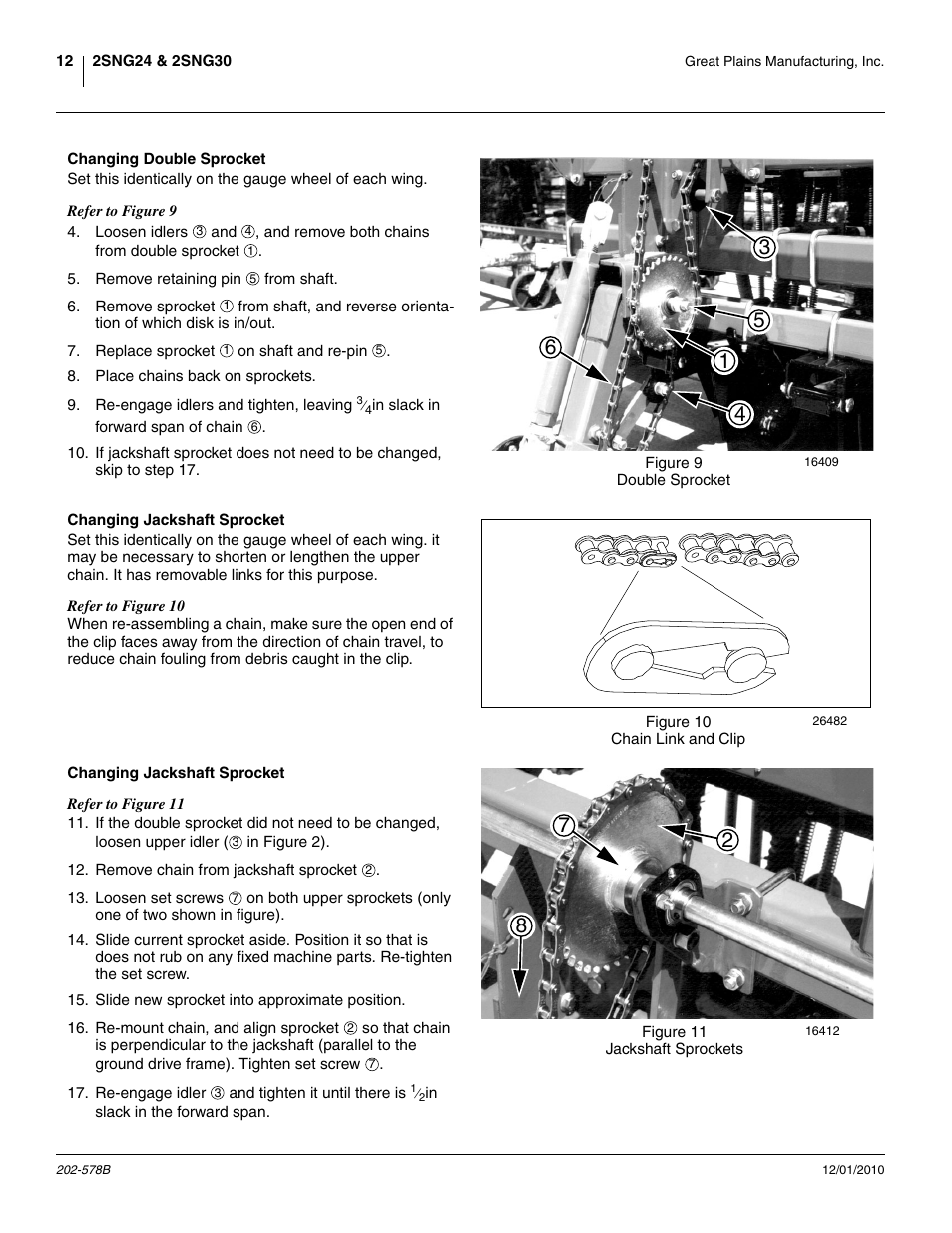 Changing double sprocket, Changing jackshaft sprocket | Great Plains 2SNG30 Material Rate User Manual | Page 14 / 26