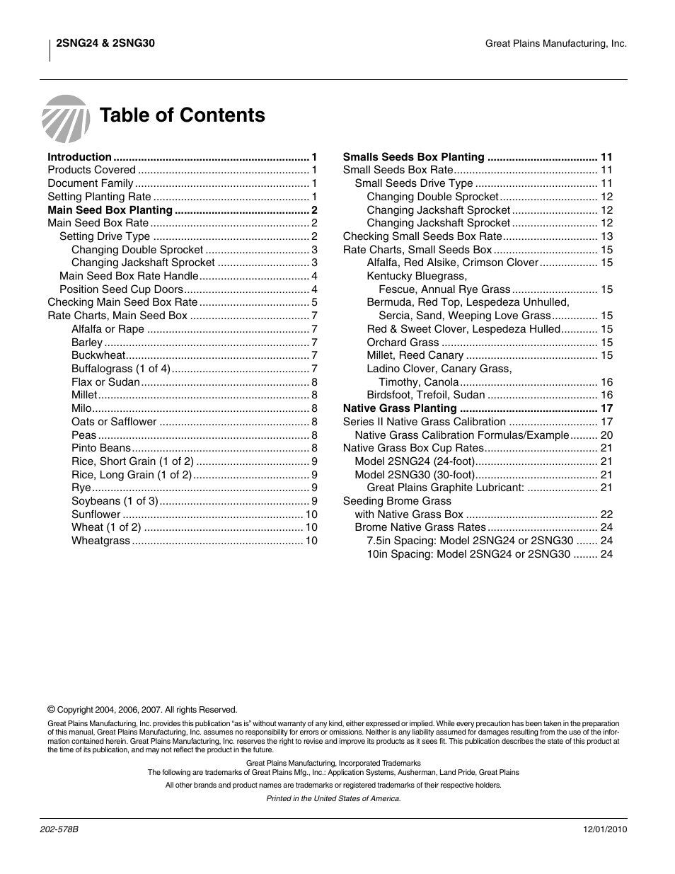 Great Plains 2SNG30 Material Rate User Manual | Page 2 / 26