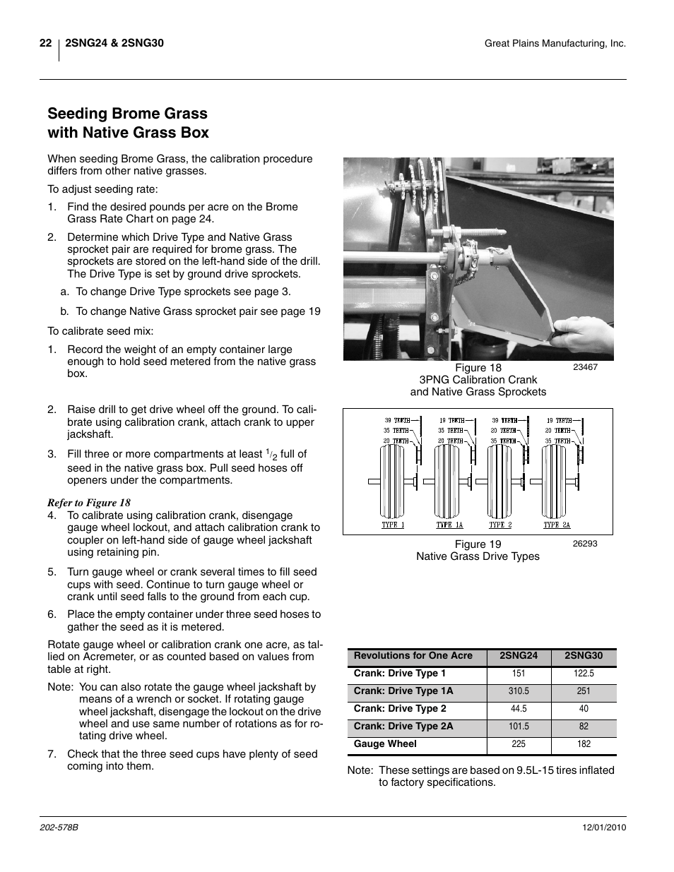Seeding brome grass with native grass box, Seeding brome grass, With native grass box | Great Plains 2SNG30 Material Rate User Manual | Page 24 / 26
