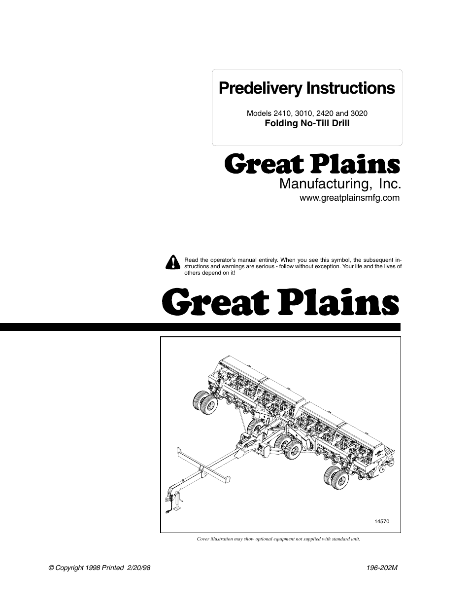 Great Plains 2N-3020 Predelivery Manual User Manual | 14 pages
