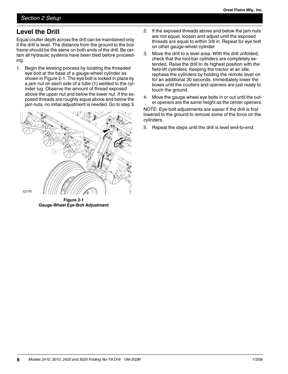 Level the drill | Great Plains 2N-3020 Predelivery Manual User Manual | Page 10 / 14