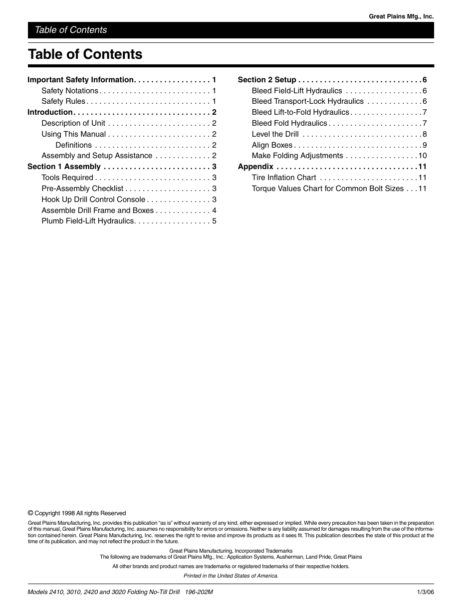 Great Plains 2N-3020 Predelivery Manual User Manual | Page 2 / 14
