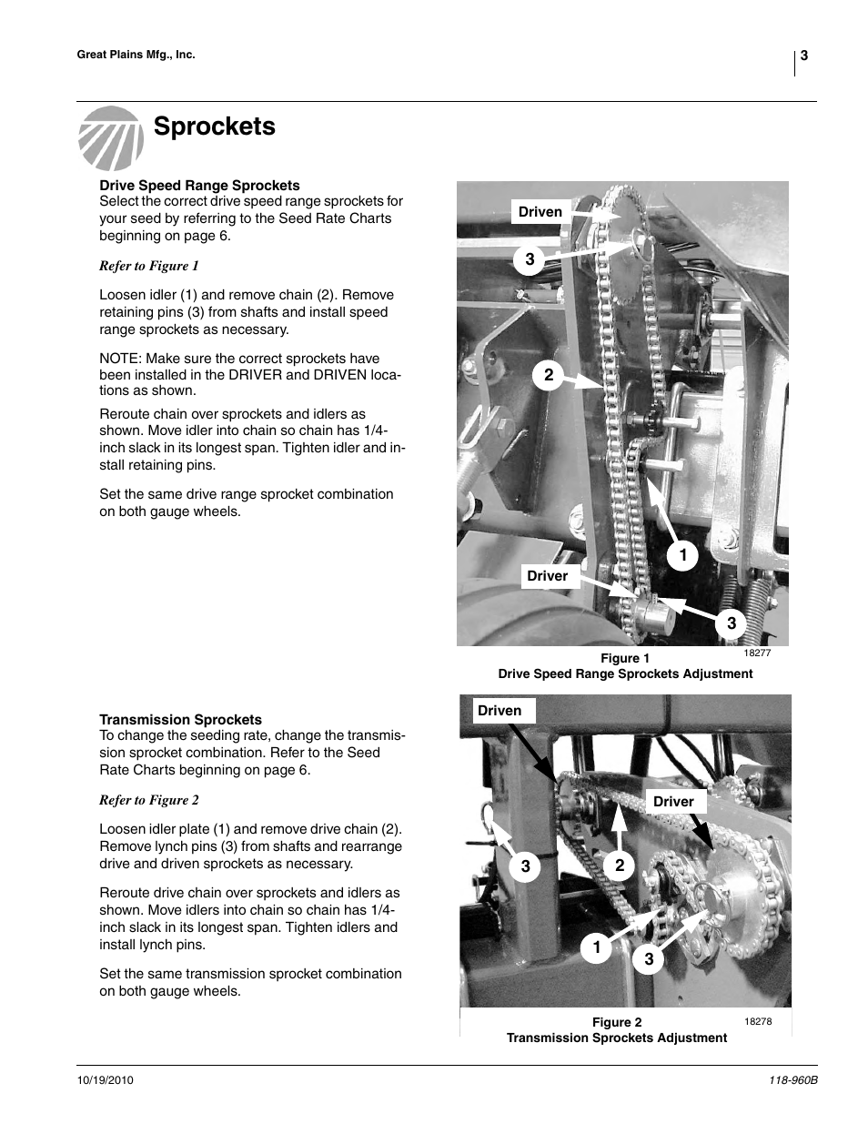 Sprockets | Great Plains 2525P Material Rate User Manual | Page 3 / 77