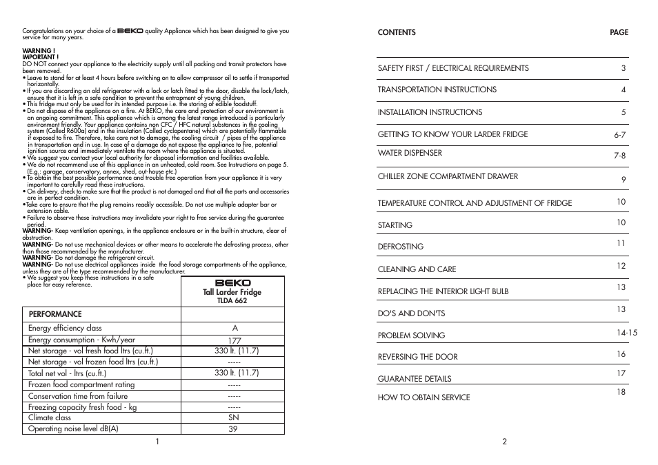 Beko TLDA 662 User Manual | Page 2 / 10