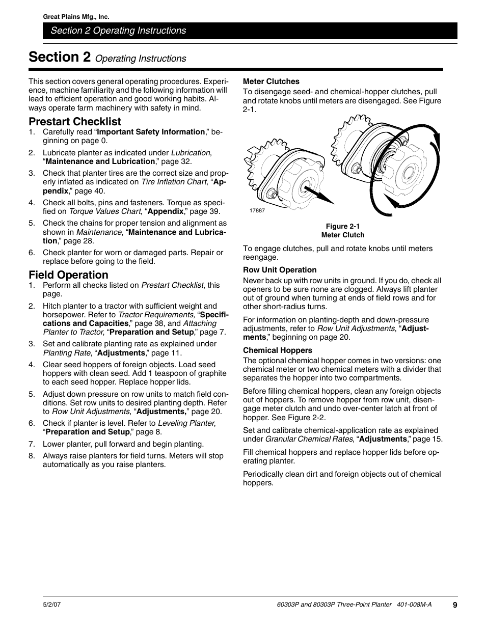 Prestart checklist, Field operation | Great Plains 8030P G1022 Operator Manual User Manual | Page 12 / 44