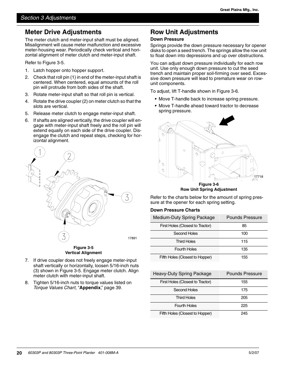Meter drive adjustments, Row unit adjustments | Great Plains 8030P G1022 Operator Manual User Manual | Page 23 / 44