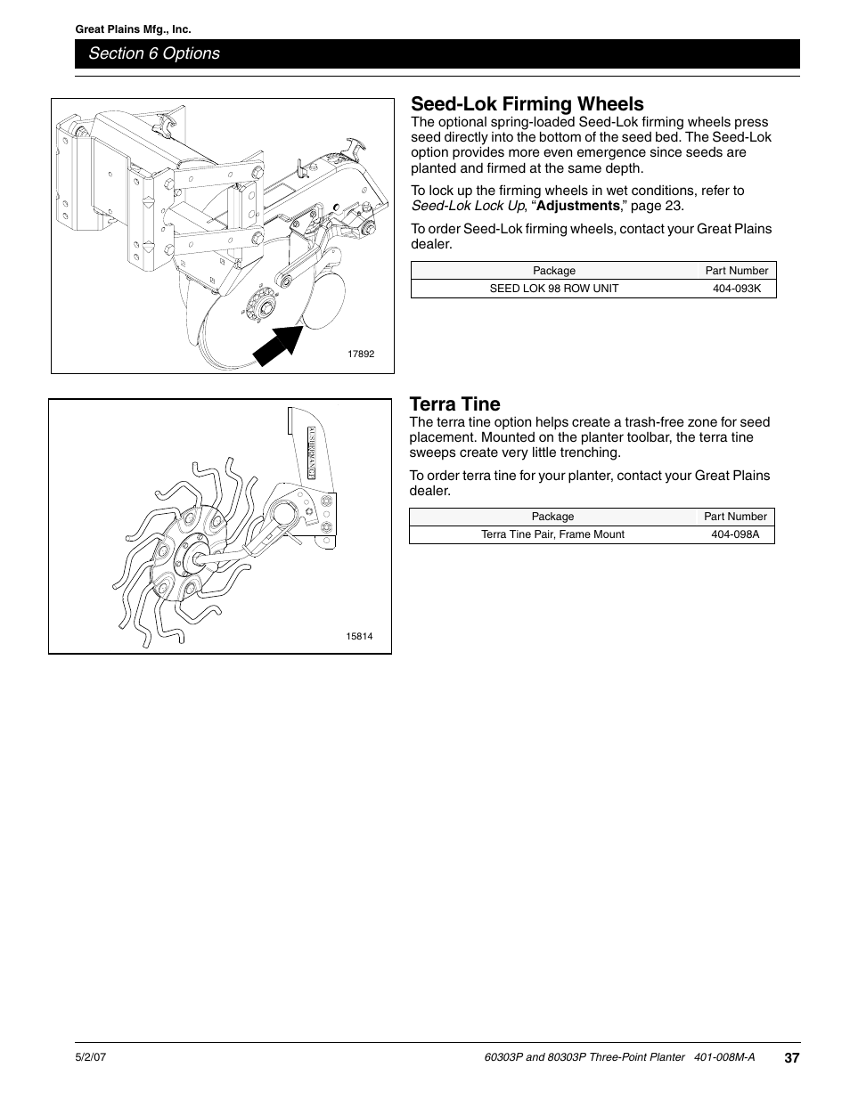 Terra tine, Seed-lok firming wheels | Great Plains 8030P G1022 Operator Manual User Manual | Page 40 / 44