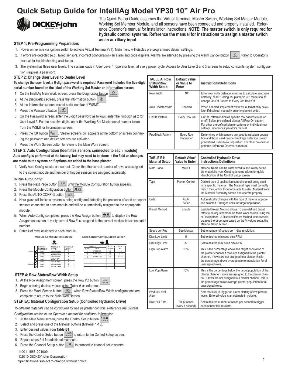 Great Plains YP3025A-3610 36-Row 10-Inch Quick Start User Manual | 5 pages