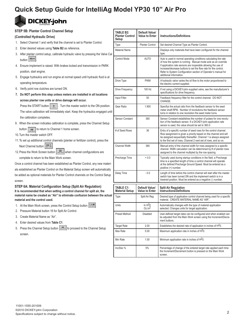 Great Plains YP3025A-3610 36-Row 10-Inch Quick Start User Manual | Page 2 / 5