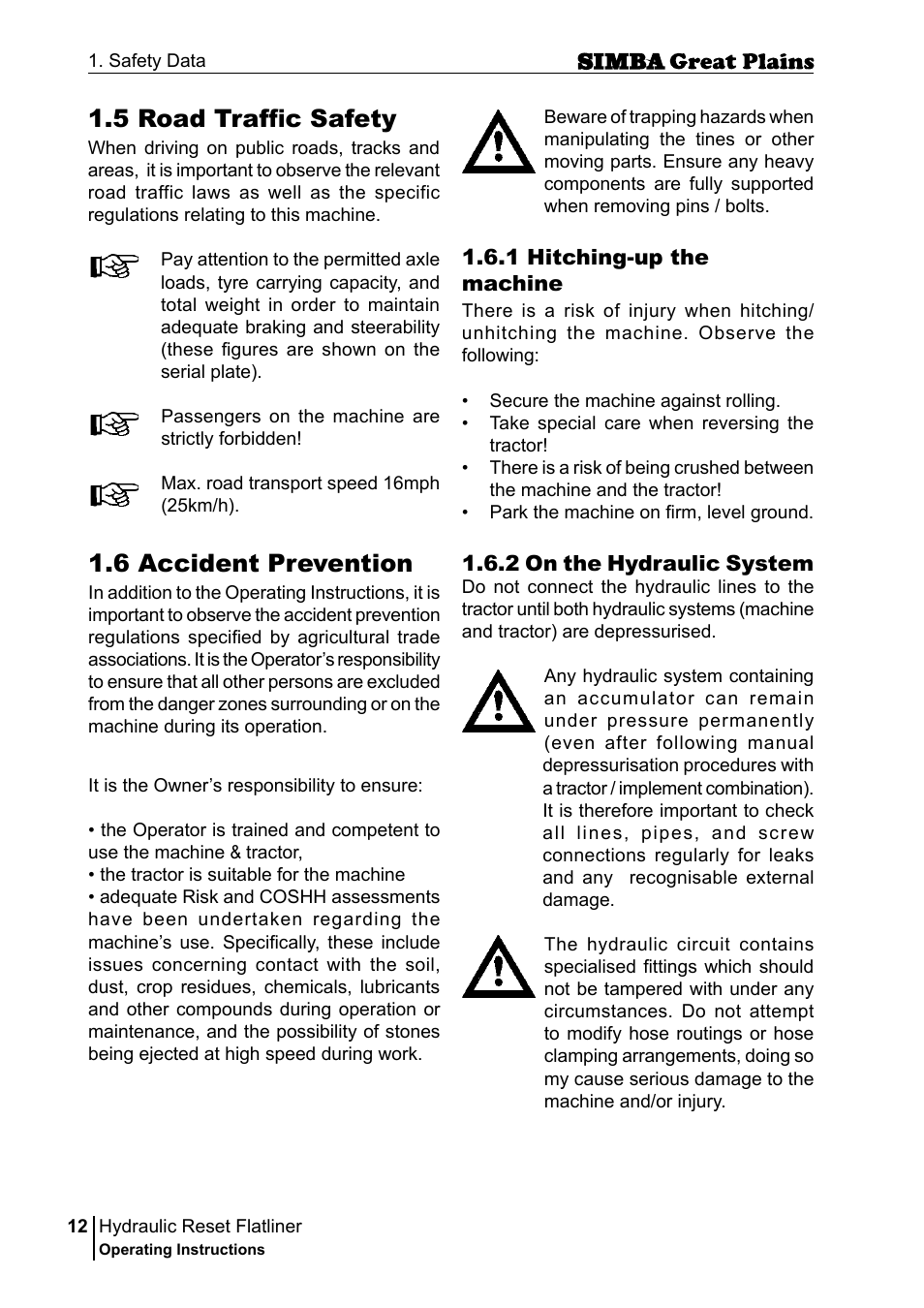 5 road traffic safety, 6 accident prevention | Great Plains P16229C Operator Manual User Manual | Page 12 / 92