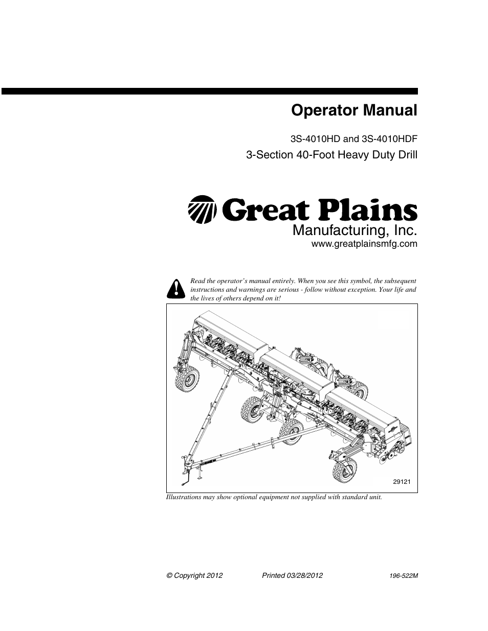 Great Plains 3S-4010HDF Operator Manual User Manual | 122 pages