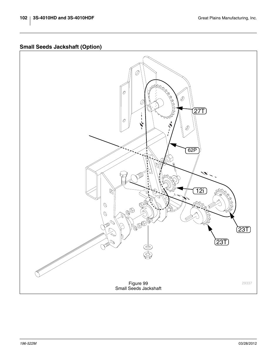 Small seeds jackshaft (option) | Great Plains 3S-4010HDF Operator Manual User Manual | Page 106 / 122