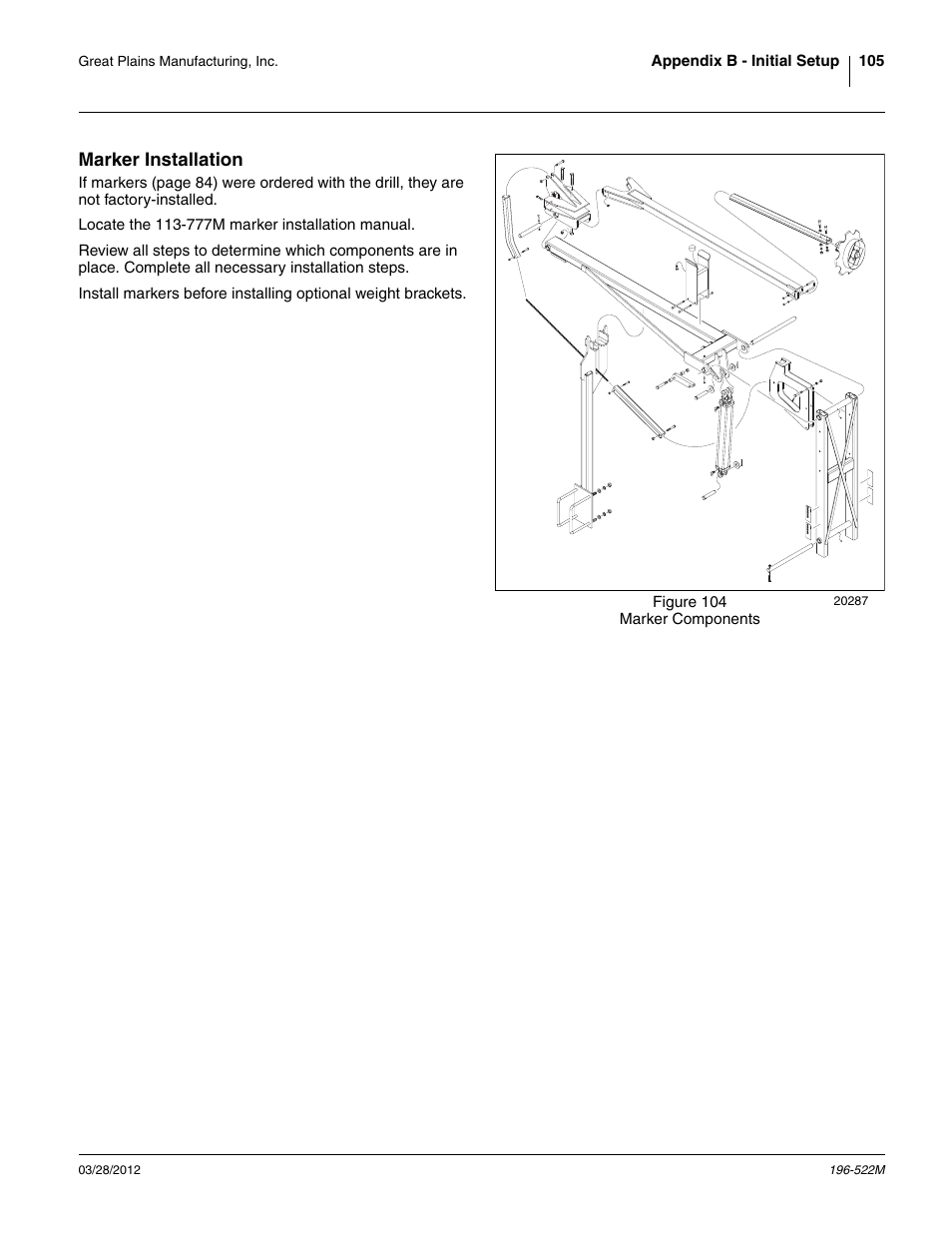 Marker installation | Great Plains 3S-4010HDF Operator Manual User Manual | Page 109 / 122