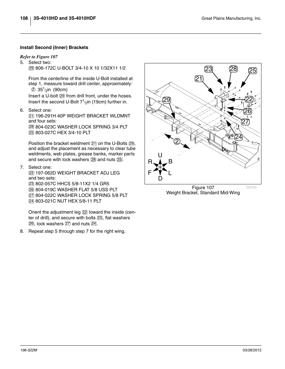 Install second (inner) brackets | Great Plains 3S-4010HDF Operator Manual User Manual | Page 112 / 122