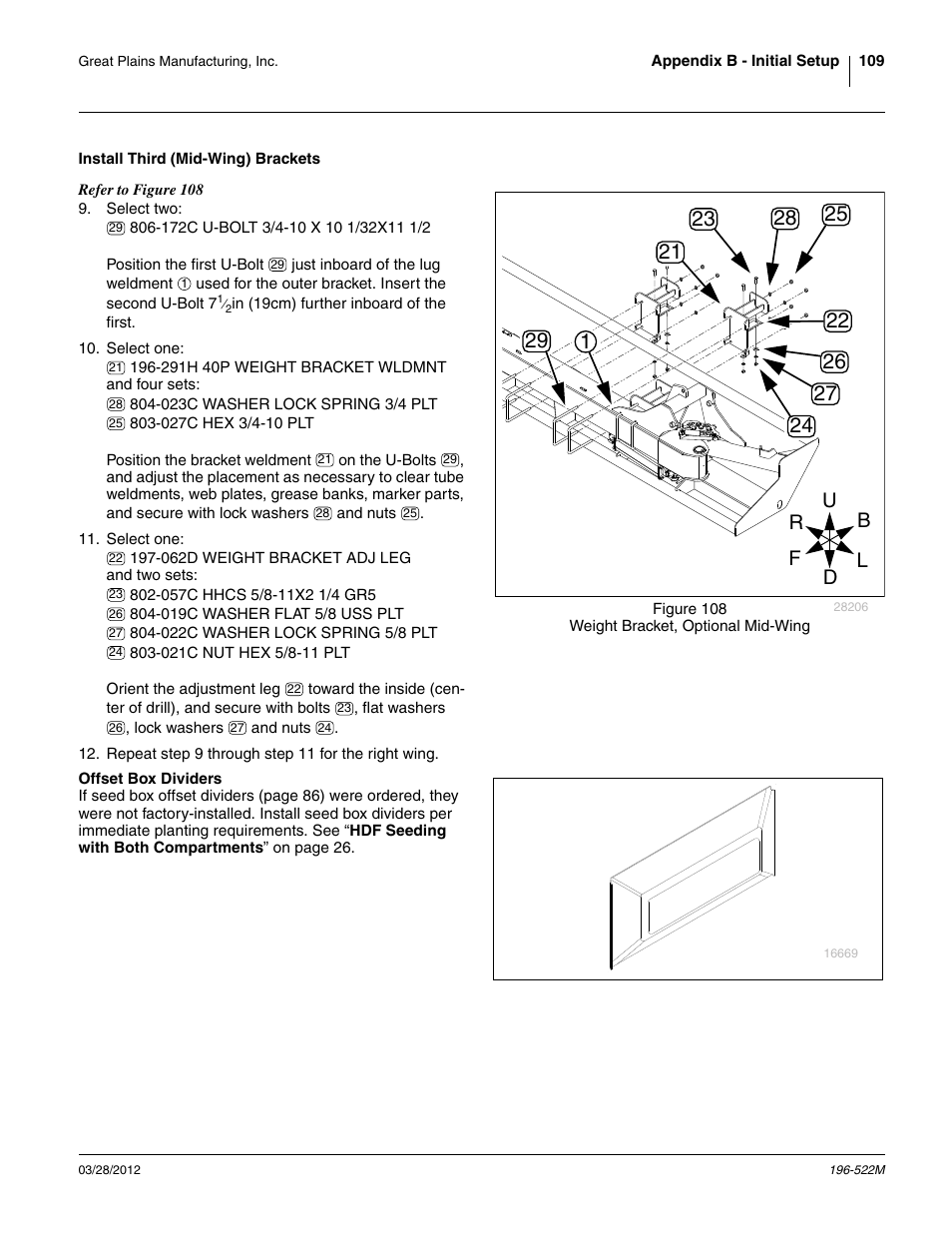 Install third (mid-wing) brackets, Offset box dividers | Great Plains 3S-4010HDF Operator Manual User Manual | Page 113 / 122