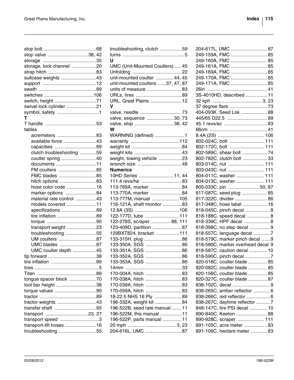 Great Plains 3S-4010HDF Operator Manual User Manual | Page 119 / 122