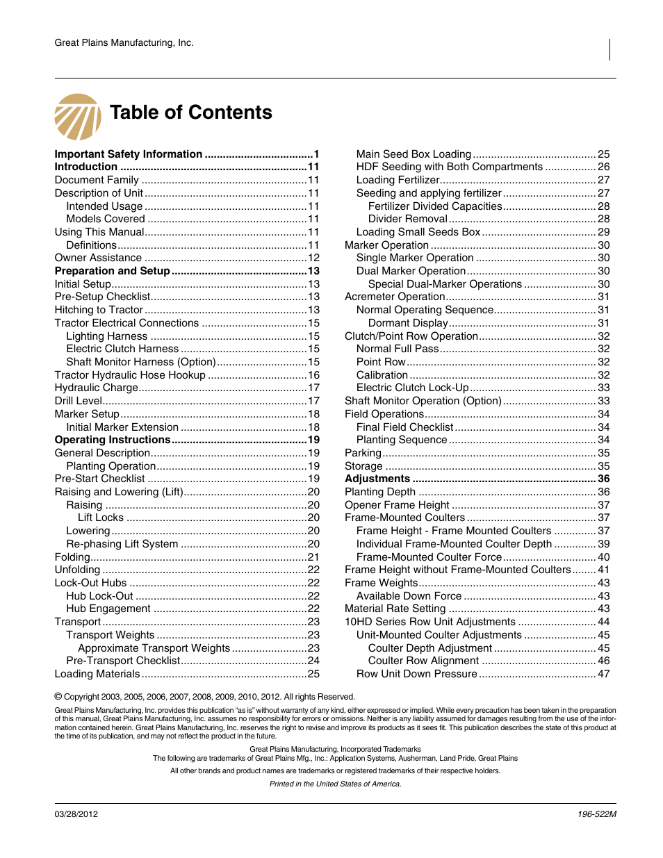 Great Plains 3S-4010HDF Operator Manual User Manual | Page 3 / 122
