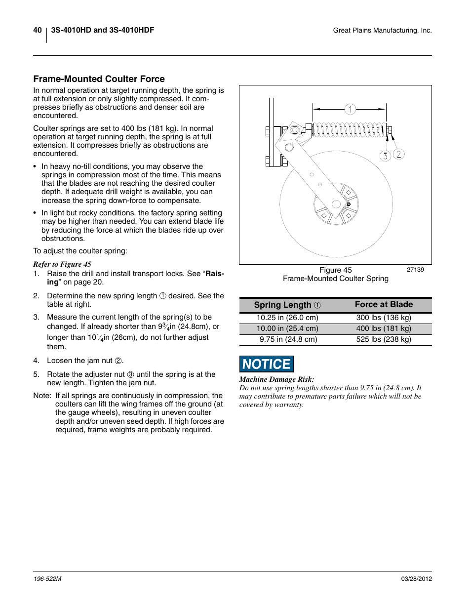 Frame-mounted coulter force | Great Plains 3S-4010HDF Operator Manual User Manual | Page 44 / 122