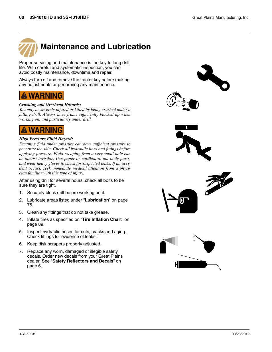 Maintenance and lubrication | Great Plains 3S-4010HDF Operator Manual User Manual | Page 64 / 122