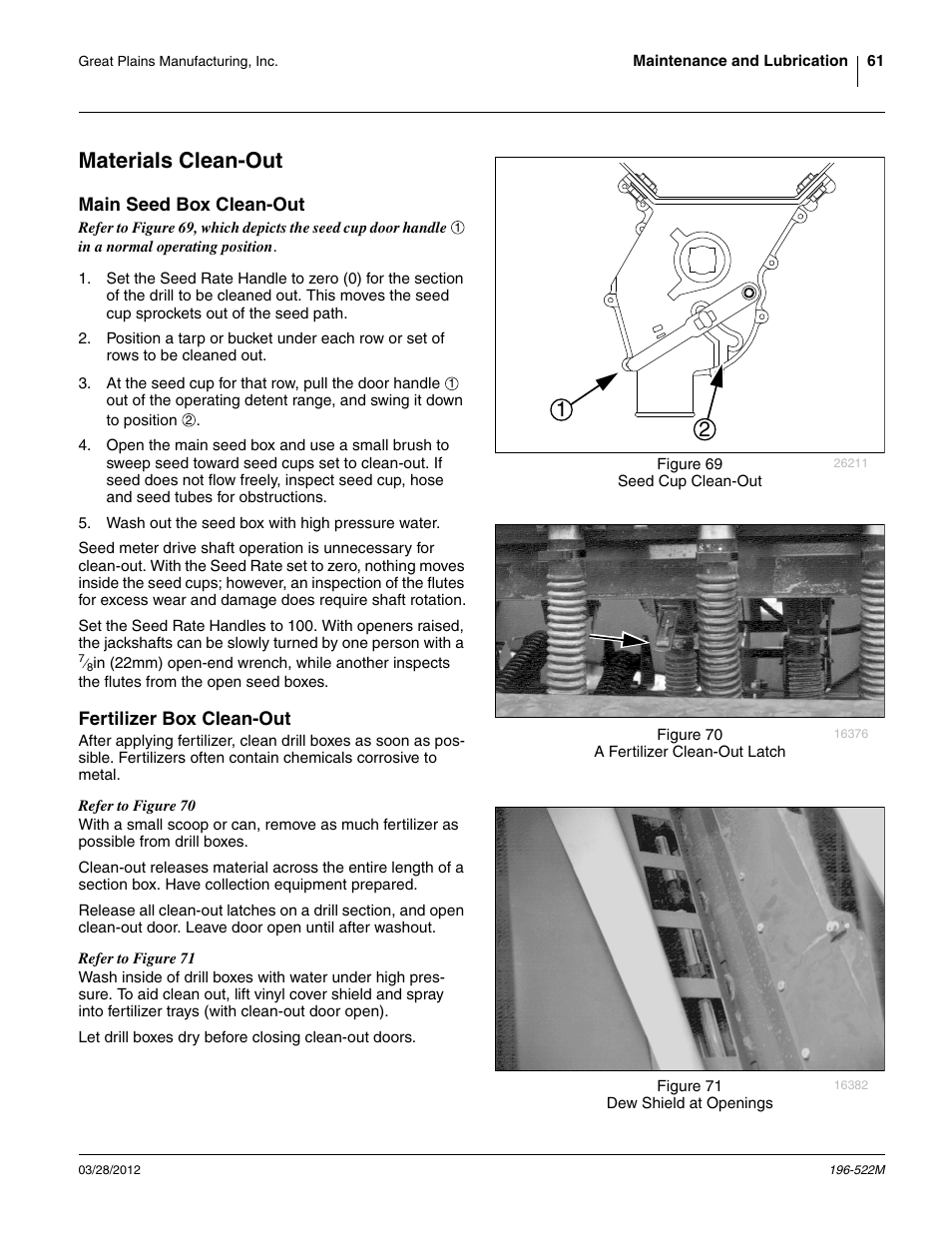 Materials clean-out, Main seed box clean-out, Fertilizer box clean-out | Main seed box clean-out fertilizer box clean-out | Great Plains 3S-4010HDF Operator Manual User Manual | Page 65 / 122