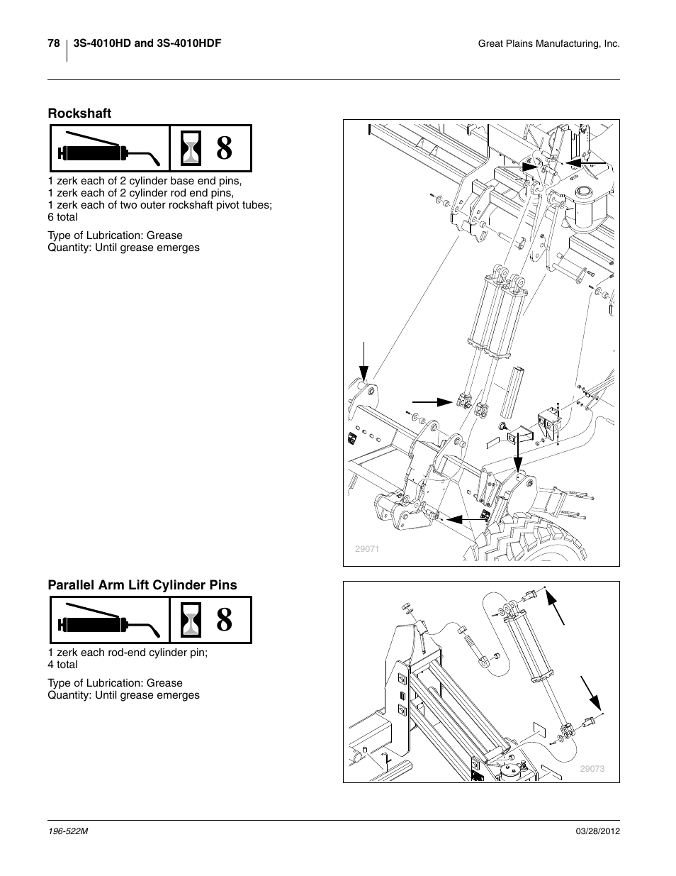 Rockshaft, Parallel arm lift cylinder pins | Great Plains 3S-4010HDF Operator Manual User Manual | Page 82 / 122