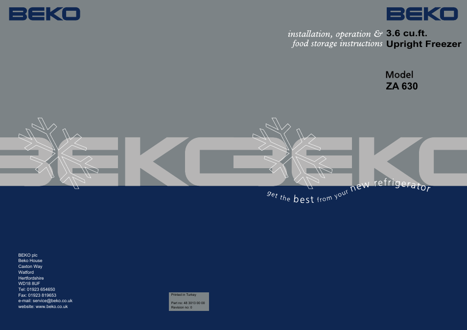 Beko ZA 630 User Manual | 10 pages