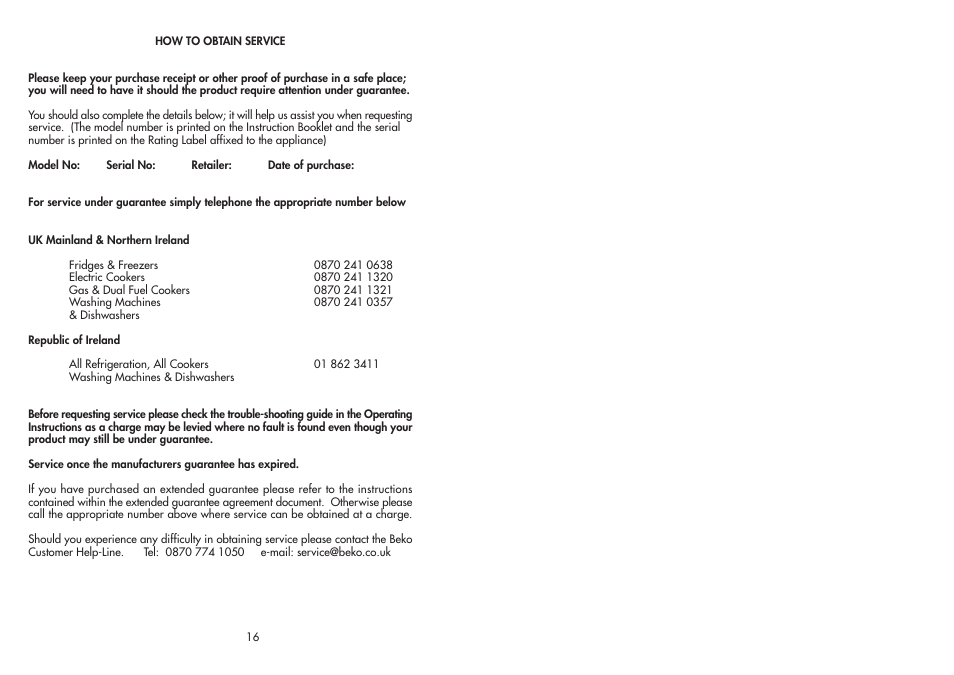 Beko ZA 630 User Manual | Page 10 / 10
