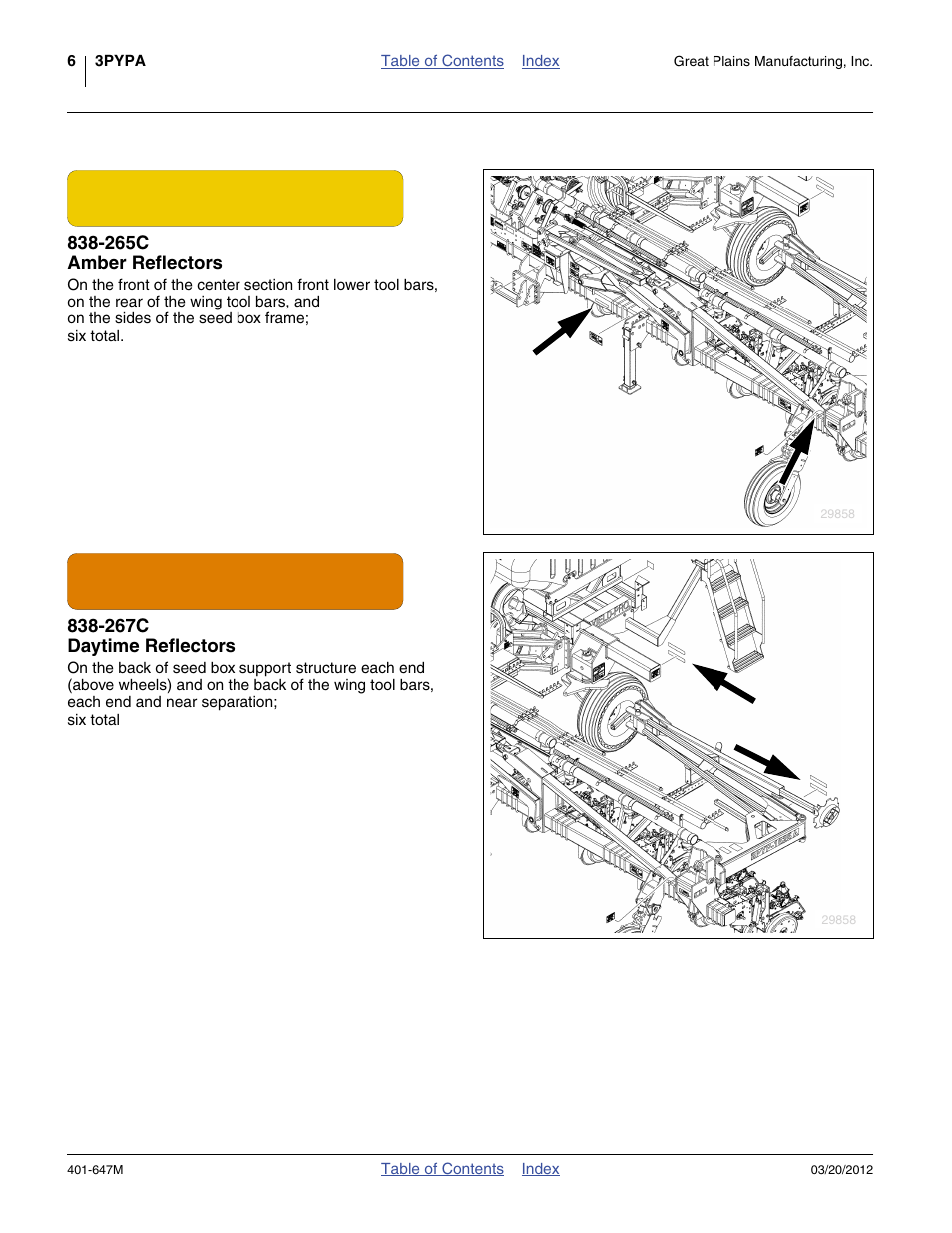 265c amber reflectors, 267c daytime reflectors | Great Plains 3PYPA Operator Manual User Manual | Page 10 / 188